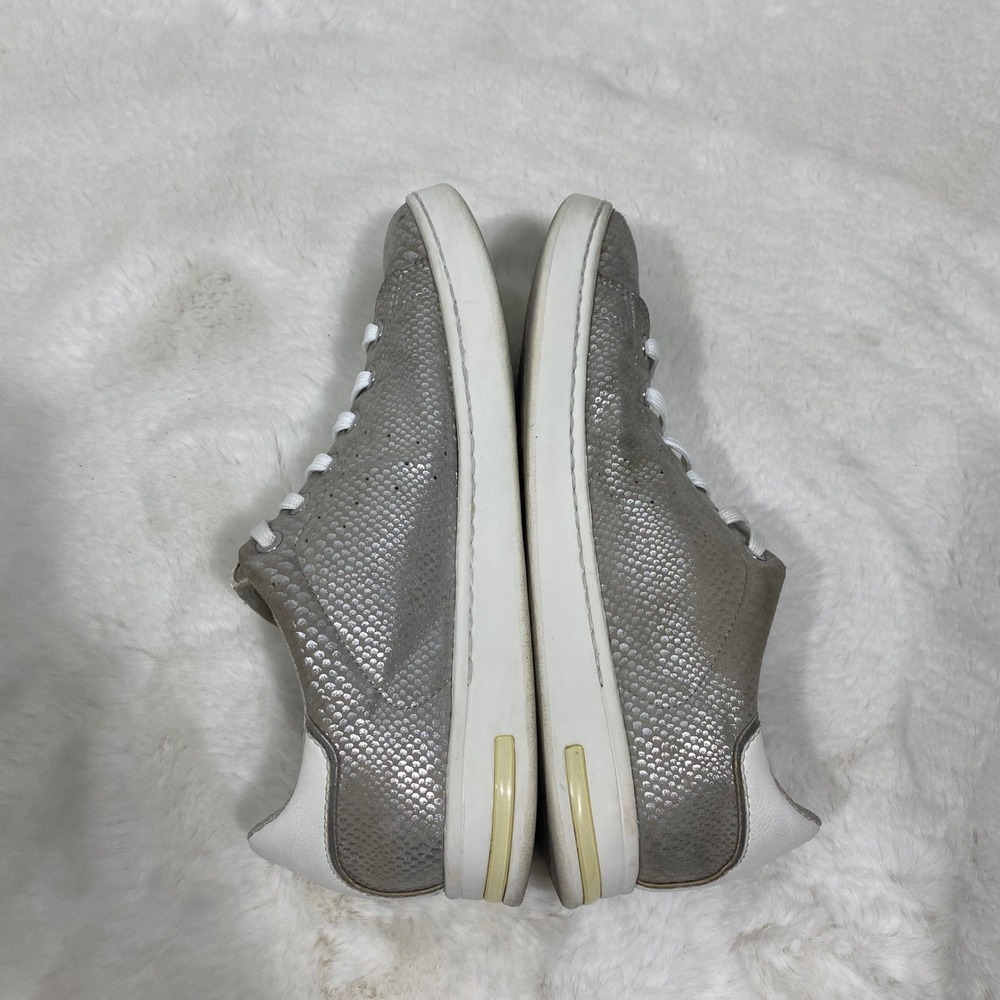 Geox Silver Snake Embossed Leather Fashion Sneakers Casual Shoes‎ Women's 9 - Picture 4 of 10